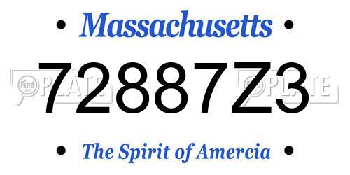 72887Z3 Massachusetts License Plate