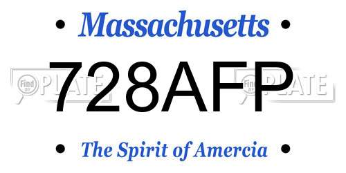 728AFP Massachusetts License Plate