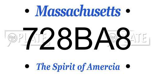 728BA8 Massachusetts License Plate