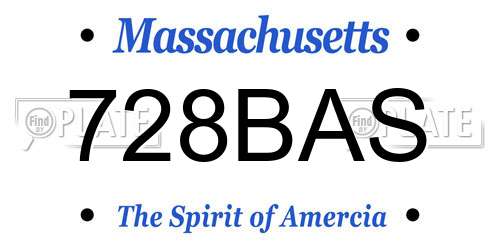 728BAS Massachusetts License Plate
