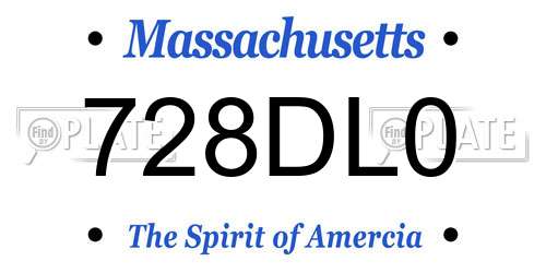 728DL0 Massachusetts License Plate