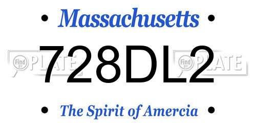 728DL2 Massachusetts License Plate