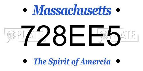 728EE5 Massachusetts License Plate
