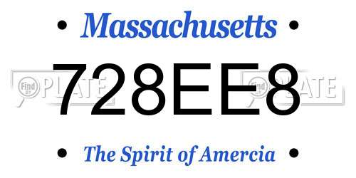 728EE8 Massachusetts License Plate