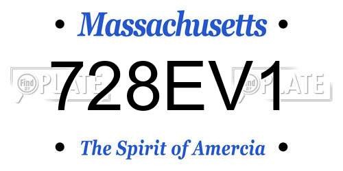 728EV1 Massachusetts License Plate