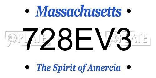 728EV3 Massachusetts License Plate