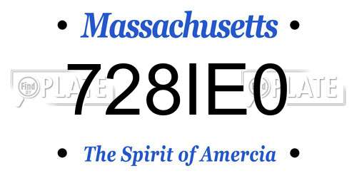 728IE0 Massachusetts License Plate