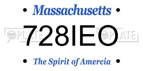 728IEO Massachusetts License Plate