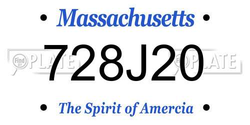 728J20 Massachusetts License Plate