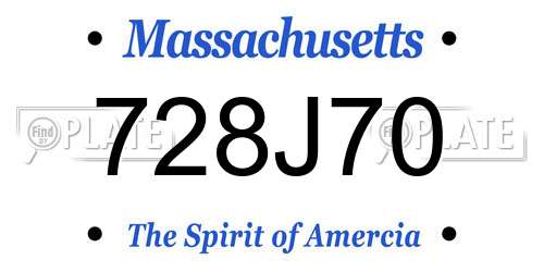 728J70 Massachusetts License Plate