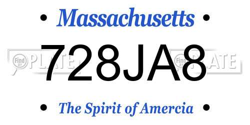 728JA8 Massachusetts License Plate