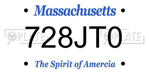 728JT0 Massachusetts License Plate