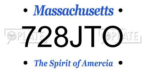 728JTO Massachusetts License Plate