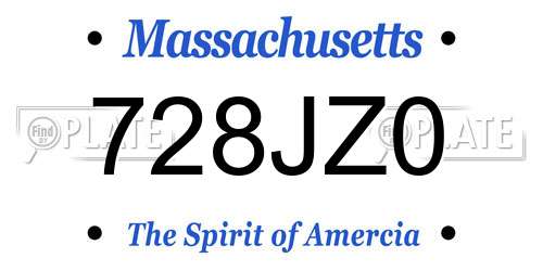 728JZ0 Massachusetts License Plate