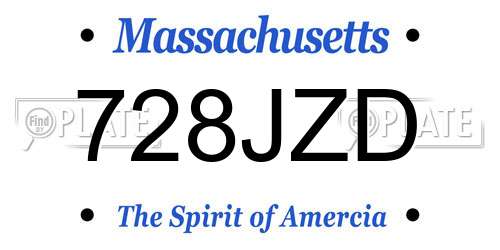 728JZD Massachusetts License Plate