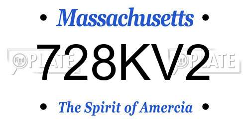 728KV2 Massachusetts License Plate