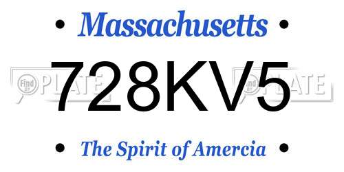 728KV5 Massachusetts License Plate