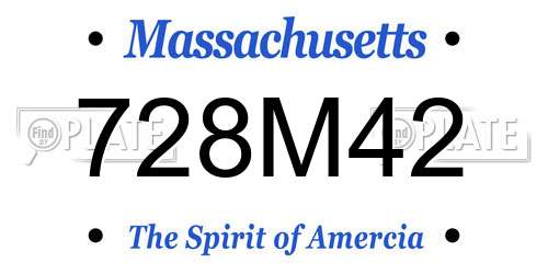 728M42 Massachusetts License Plate