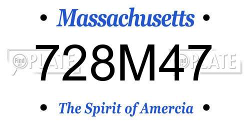 728M47 Massachusetts License Plate