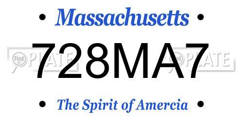 728MA7 Massachusetts License Plate