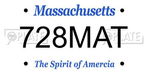 728MAT Massachusetts License Plate