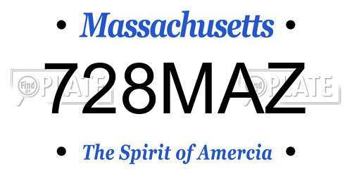 728MAZ Massachusetts License Plate