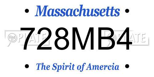 728MB4 Massachusetts License Plate
