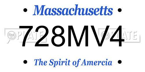728MV4 Massachusetts License Plate