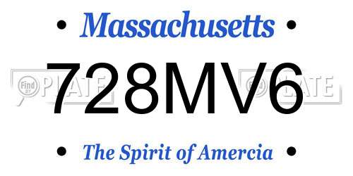 728MV6 Massachusetts License Plate