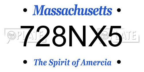 728NX5 Massachusetts License Plate