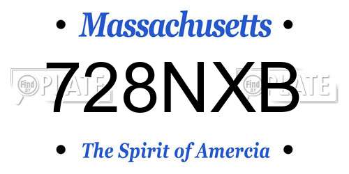 728NXB Massachusetts License Plate