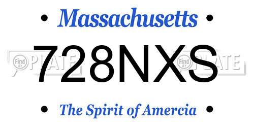 728NXS Massachusetts License Plate
