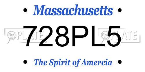 728PL5 Massachusetts License Plate