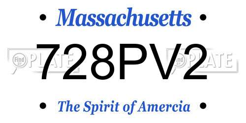 728PV2 Massachusetts License Plate