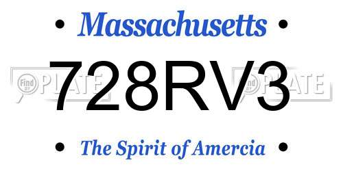 728RV3 Massachusetts License Plate