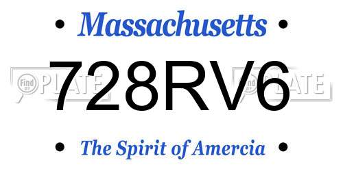 728RV6 Massachusetts License Plate