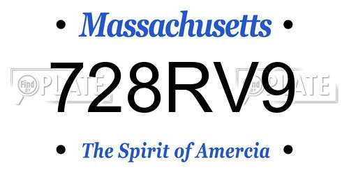728RV9 Massachusetts License Plate