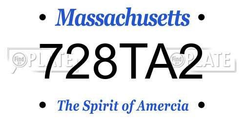 728TA2 Massachusetts License Plate