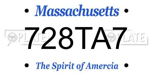 728TA7 Massachusetts License Plate