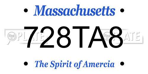 728TA8 Massachusetts License Plate