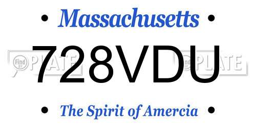 728VDU Massachusetts License Plate