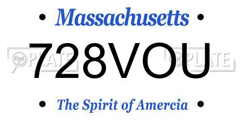 728VOU Massachusetts License Plate