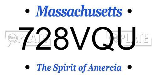 728VQU Massachusetts License Plate