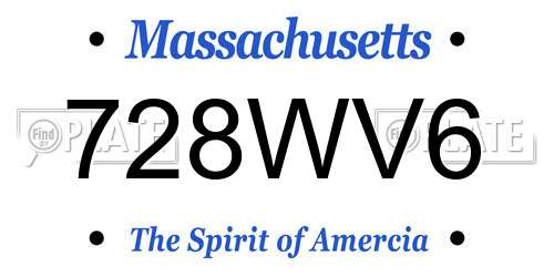 728WV6 Massachusetts License Plate