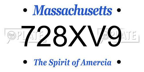 728XV9 Massachusetts License Plate