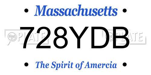 728YDB Massachusetts License Plate