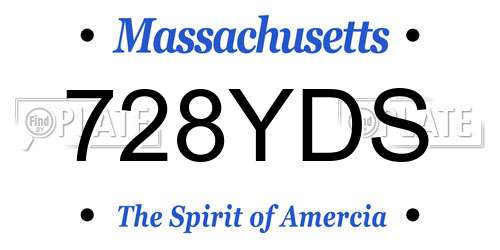 728YDS Massachusetts License Plate