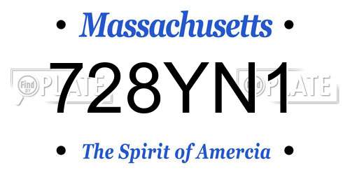 728YN1 Massachusetts License Plate