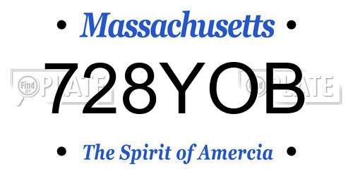 728YOB Massachusetts License Plate