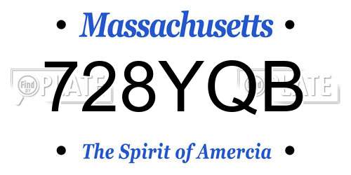728YQB Massachusetts License Plate